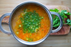 название картинки Рассольник из свежих огурцов с перловкой