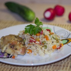 Рис в рукаве с курицей и овощами