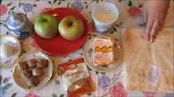 Рулет из лаваша с яблоком, орехами и творогом