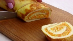 название картинки Рулет из омлета с пикантной начинкой