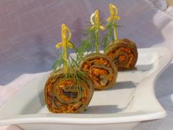 название картинки Печеночные рулетики с начинкой