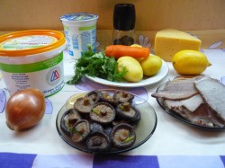 Салат Белая Ночь из свинины с грибами