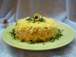 Салат Белая Ночь из свинины с грибами