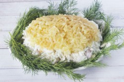 Салат черепашка с курицей и грецкими орехами