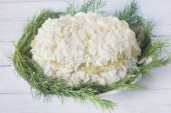 Салат черепашка с курицей и грецкими орехами