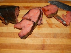 Салат из копченой горбуши с тыквой