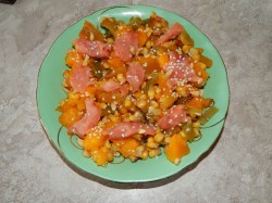 Салат из копченой горбуши с тыквой