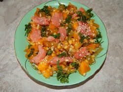 Салат из копченой горбуши с тыквой