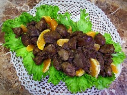 Салат из куриной печени и апельсинов