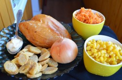 название картинки Салат Карусель с корейской морковью и сухариками