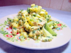 Салат копченая грудка кукуруза