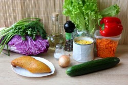 название картинки Салат копчёная курица корейская морковь кукуруза