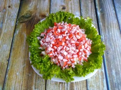 Салат крабовые палочки кукуруза огурец