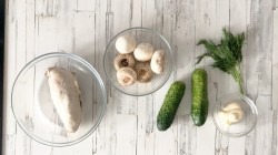 название картинки Салат курица грибы огурец