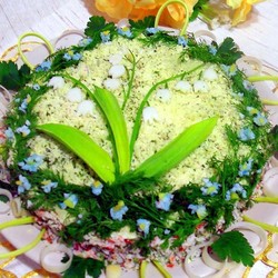 Салат Ландыш с крабовыми палочками