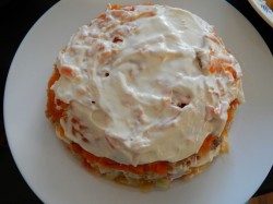 название картинки Салат Мимоза с консервированной горбушей