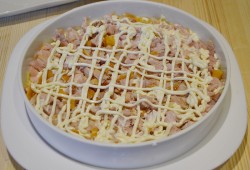название картинки Салат Невеста с копченой курицей и грибами