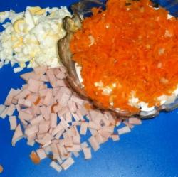 название картинки Салат с грибами сыром и ветчиной