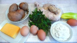 Салат Сугроб с курицей, картофелем и болгарским перцем