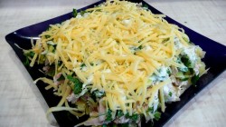 Салат Сугроб с курицей, картофелем и болгарским перцем