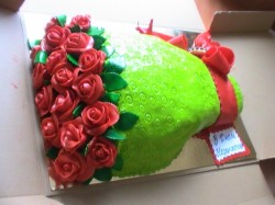 Торт с бантом из мастики Букет роз - шаг 21