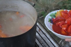 название картинки Вкусный суп шурпа на костре в казане