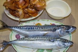 название картинки Скумбрия в луковой шелухе за 3 минуты  быстро и вкусно