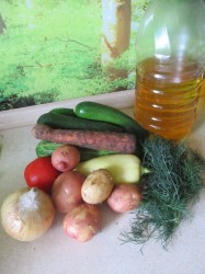 Кабачки с картошкой и помидорами