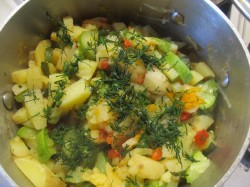 Кабачки с картошкой и помидорами