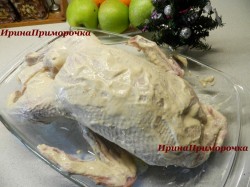 Утка с яблоками и апельсинами, запеченная в рукаве