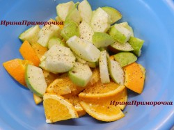 Утка с яблоками и апельсинами, запеченная в рукаве