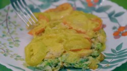 Пицца из кабачка с томатами и куриной грудкой на сковородке