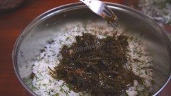 Салат с морской капустой рисом сайрой