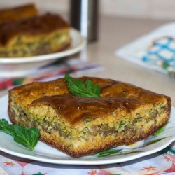 Заливной пирог с мясом на кефире