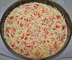 Запеканка помидорно кабачково сырная