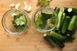 название картинки Соленые огурцы на зиму холодным способом в банках