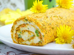 Морковный рулет с сырной начинкой - шаг 9