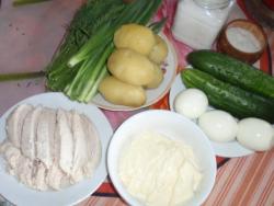 Окрошка на курином бульоне - шаг 1 Окрошка на курином бульоне - шаг 1