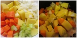 Густой картофельный суп с квашеной капустой и беконом - шаг 1 Густой картофельный суп с квашеной капустой и беконом - шаг 1