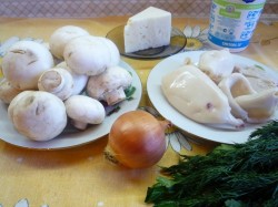 Жульен из кальмаров с шампиньонами в духовке - шаг 1