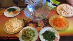 Салат Лисичка с курицей - шаг 2 Салат Лисичка с курицей - шаг 2