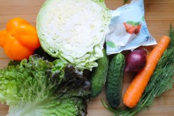 Салат с молодой капустой, сыром Моцарелла и овощами - шаг 1