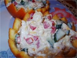 Салат с куриным филе в апельсинах - шаг 4