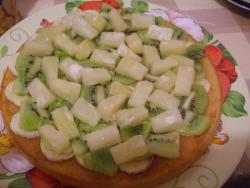 Торт с фруктами без выпечки на коржах - шаг 9 Торт с фруктами без выпечки на коржах - шаг 9