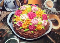 Торт Корзина с цветами - шаг 44