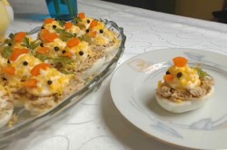 Яйца с тунцом Петухи - шаг 8 Яйца с тунцом Петухи - шаг 8