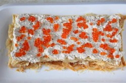 Закусочный торт Наполеон с икрой и печенью трески Новогодний - шаг 4 Закусочный торт Наполеон с икрой и печенью трески Новогодний - шаг 4