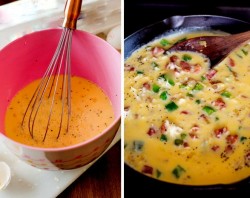 Запеченный омлет с сосисками и овощами - шаг 2 Запеченный омлет с сосисками и овощами - шаг 2