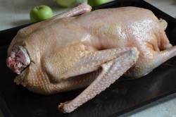 Запеченный гусь с яблоками и алычой в духовке - шаг 1 Запеченный гусь с яблоками и алычой в духовке - шаг 1