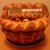 Плетеная пасхальная корзинка из дрожжевого теста